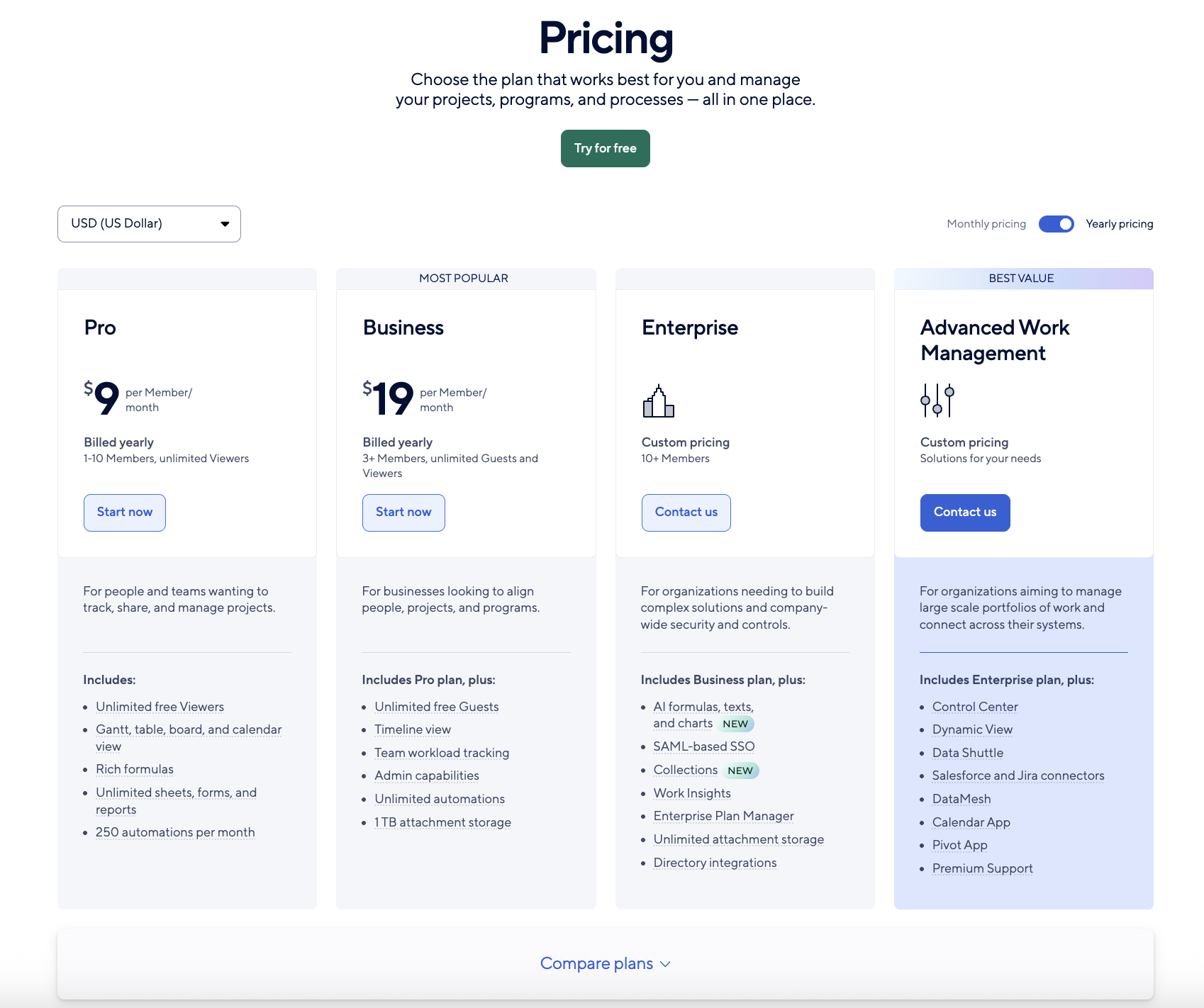 Smartsheet pricing