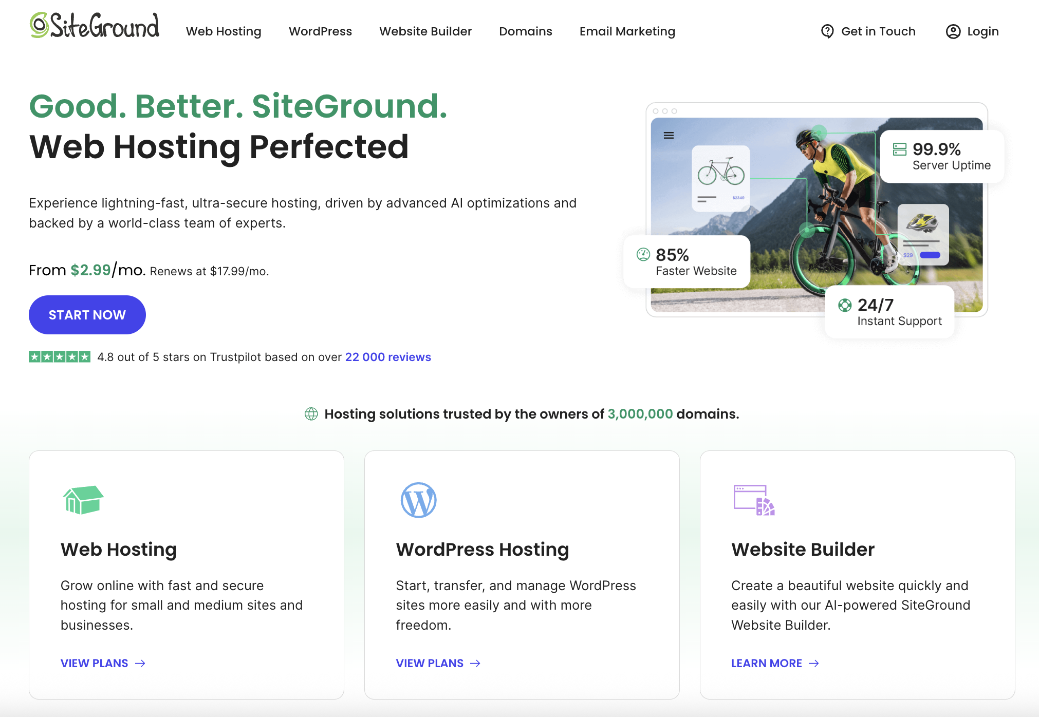SiteGround homepage