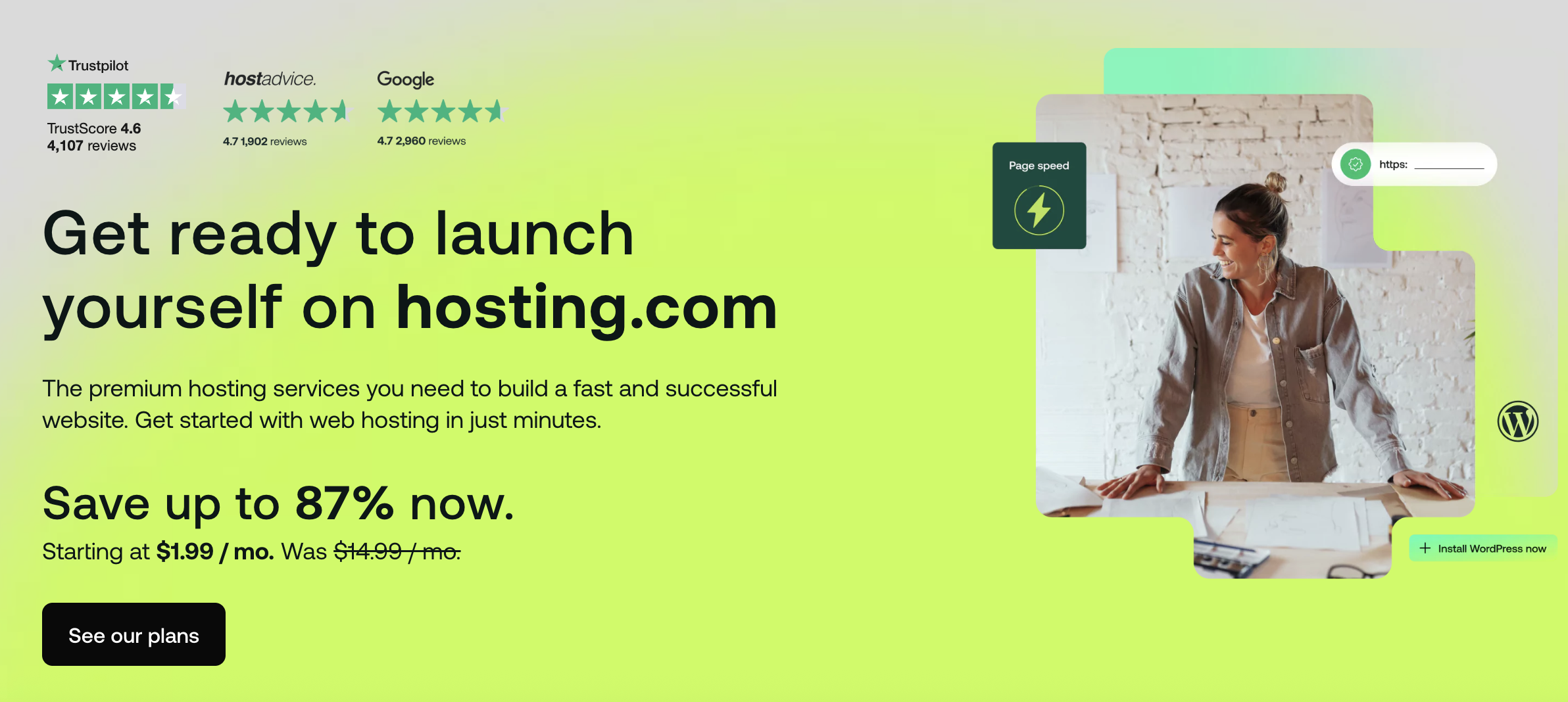 Hosting.com homepage