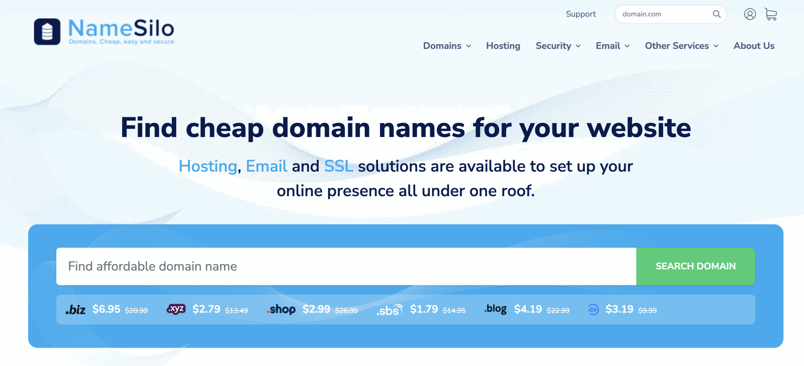 NameSilo Homepage