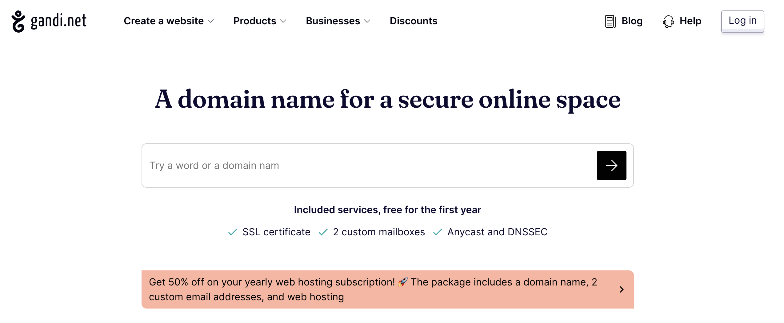 Gandi homepage