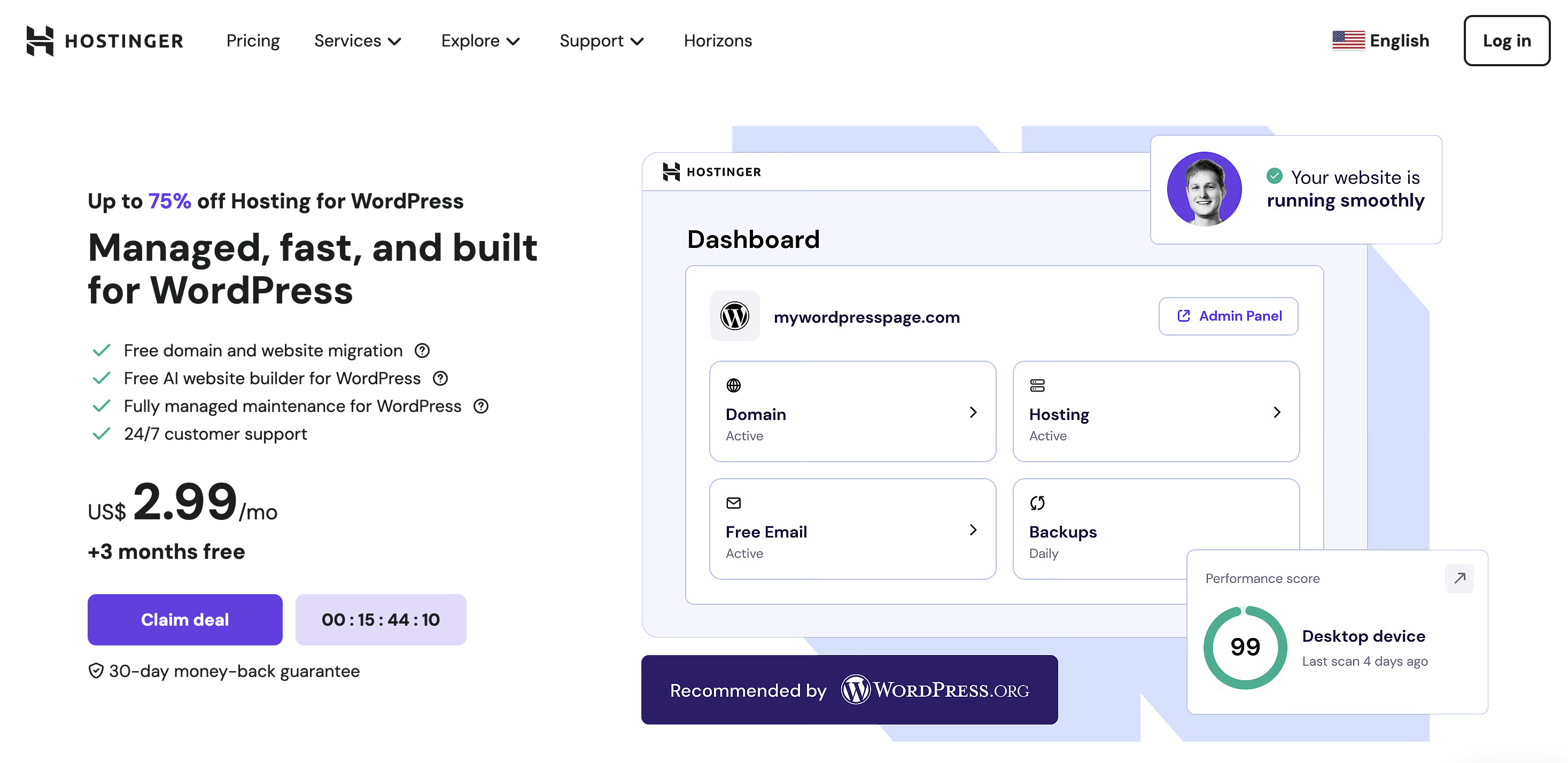 Hostinger hosting with WordPress