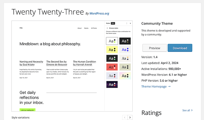 WordPress Twenty Twenty-Three theme