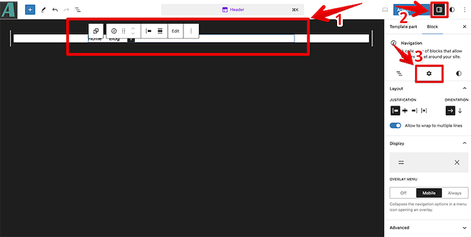 WordPress settings and gear icon