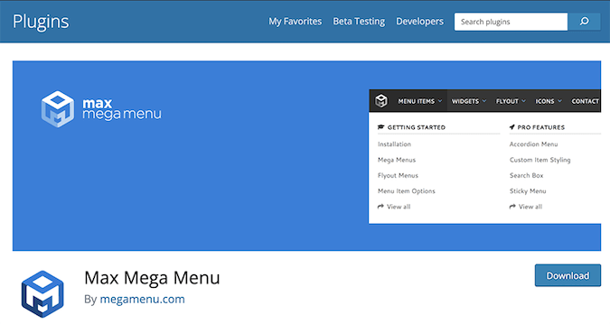 Max Mega Menu plugin