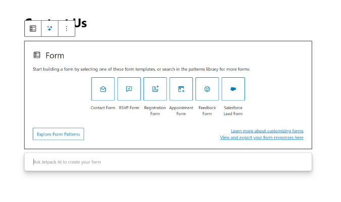 WordPress form options