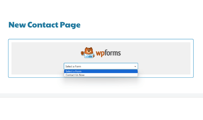 WPForms new contact page dropdown