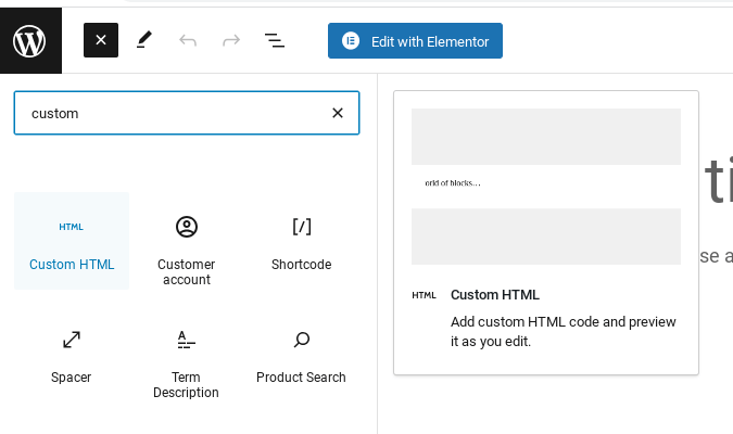 Custom HTML block in WordPress