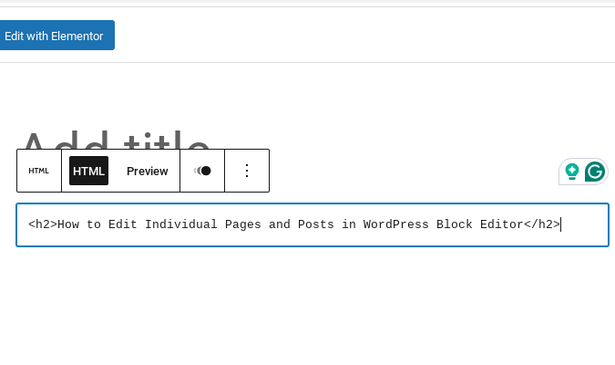 Editing HTML block in WordPress