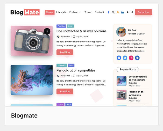 BlogMate theme