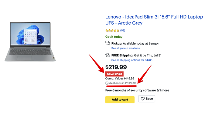 Best buy product page for a laptop