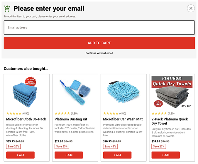 Carcovers.com enter your email page