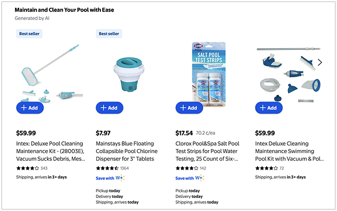 Walmart product recommendations to clean pool. 