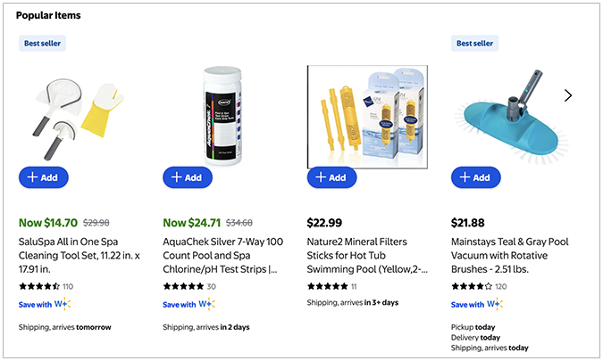 Walmart popular items recommendations 