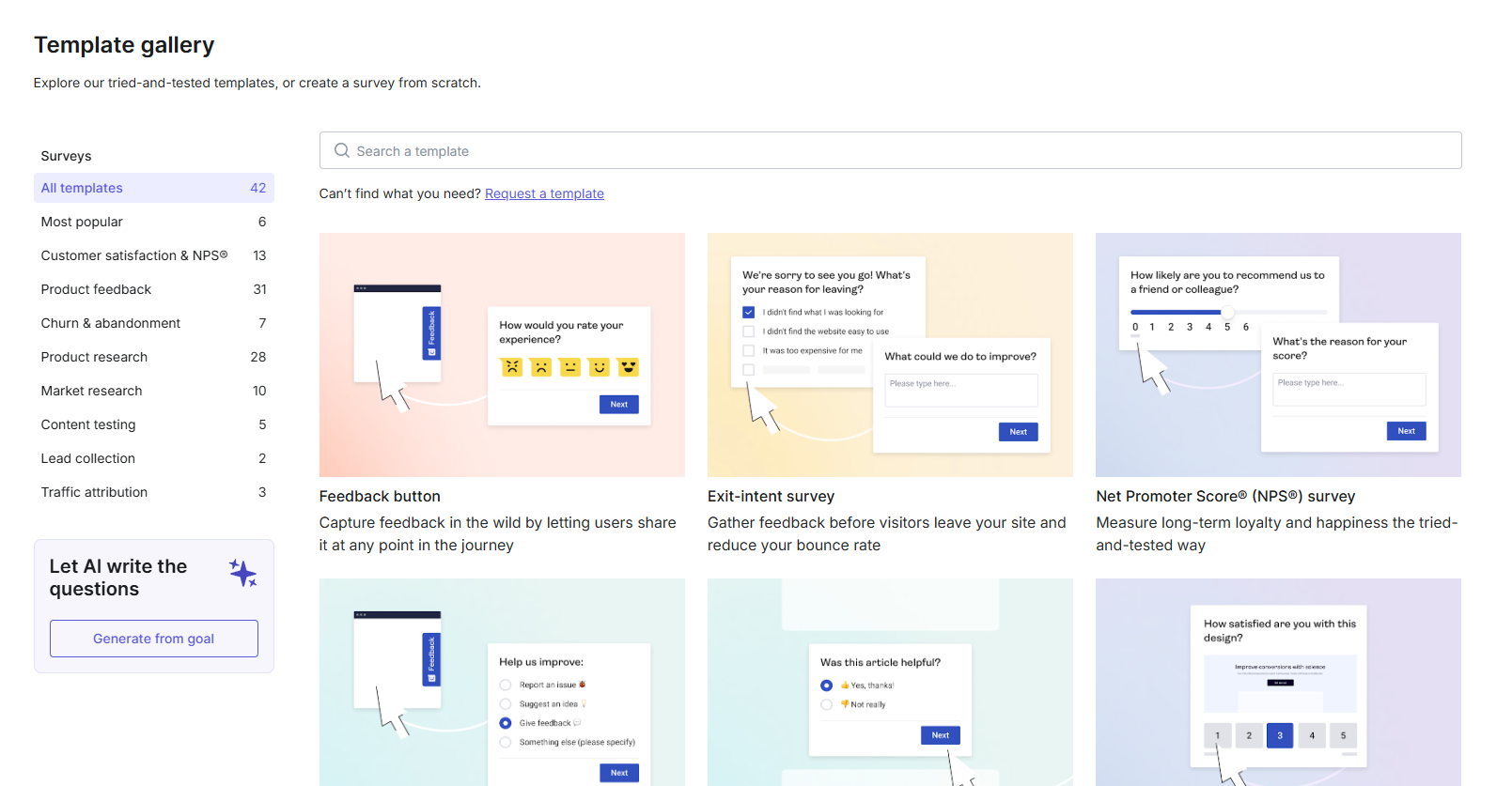 Hotjar template gallery