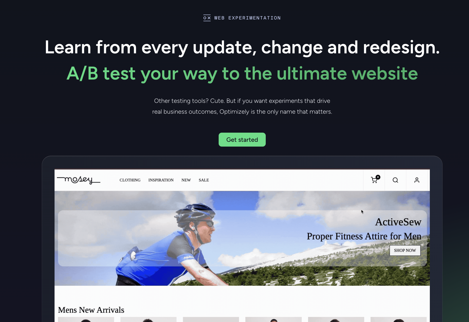 Optimizely web experimentation features page.