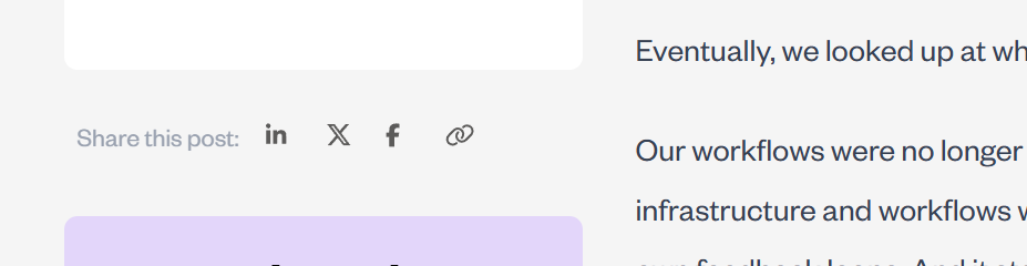 Blog post sidebar with social sharing icons for LinkedIn, X, and Facebook