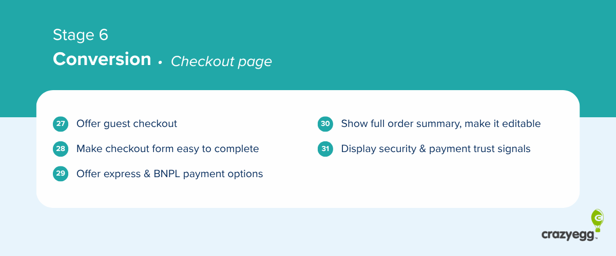 Stage 6 of the ecommerce cro checklist