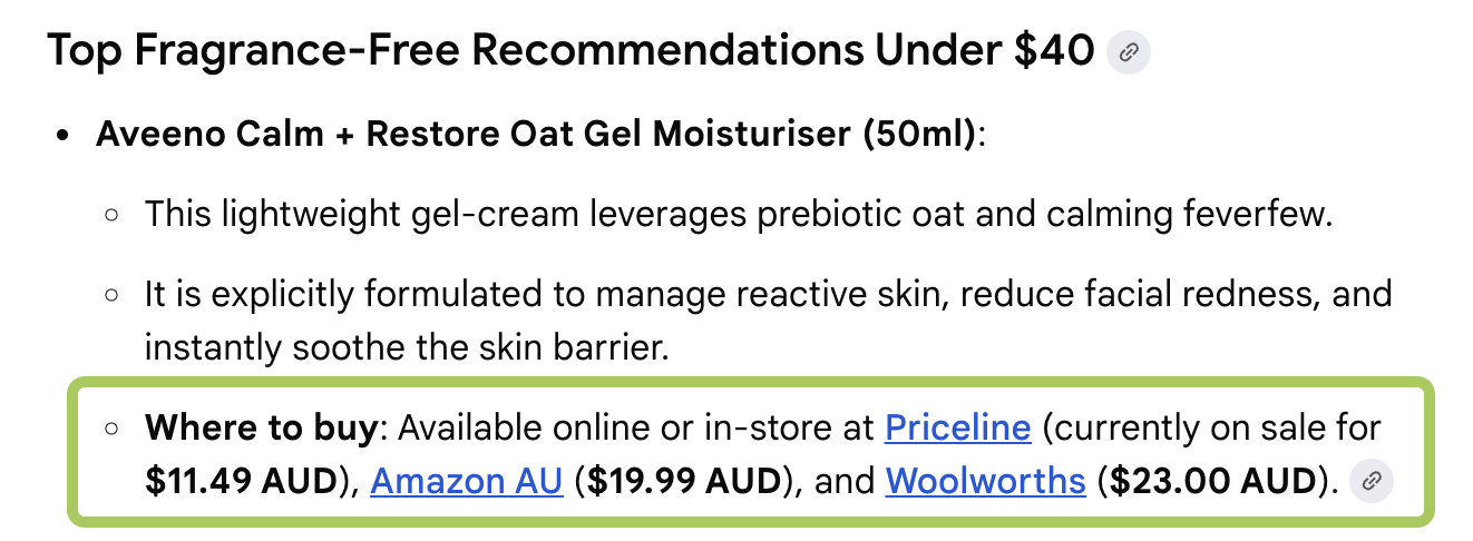 List of fragrance-free moisturizer recommendations under $40 with retailer prices.