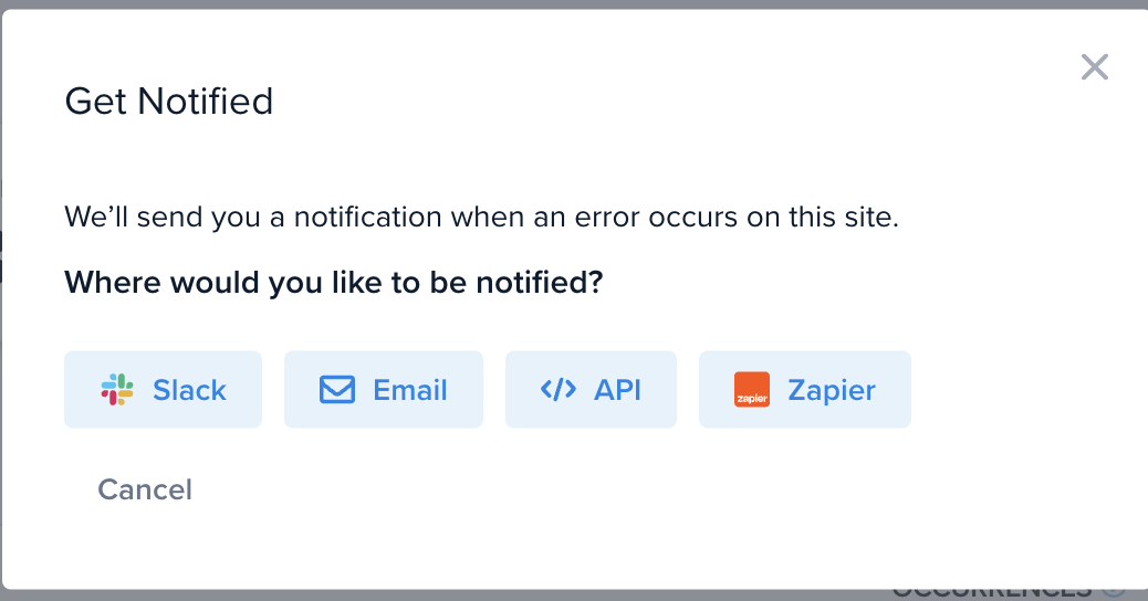 Get Slack, email, or Zapier notifications for new errors on your website