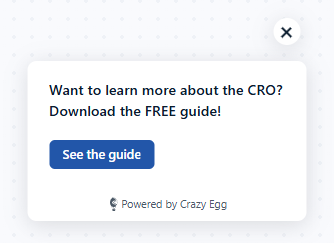 Exit-intent popup offering a free CRO guide download