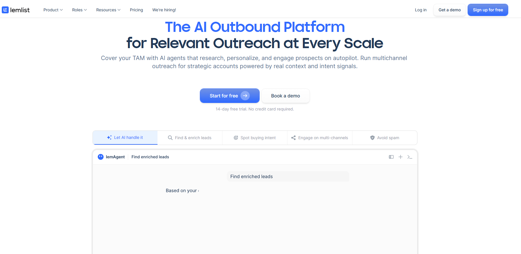 Lemlist AI outbound platform landing page