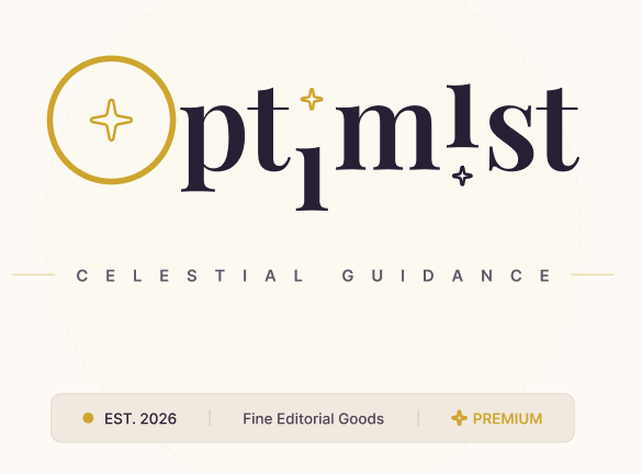 Optimist logo with a gold star in a circle, the tagline โCelestial Guidanceโ and a small โEst. 2026โ badge.